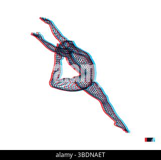 Gymnast. 3d human body model. Gymnastics activities for icon health and fitness community. Vector illustration. Stock Vector