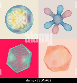 Sphere and crystal consisting of small particles. Object with dots. Molecular grid. 3d vector illustration. Connection structure for education and sci Stock Vector