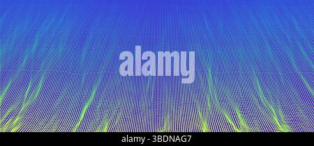 Abstract science or technology background. Graphic design. Network illustration with particle. 3D grid surface. Stock Vector