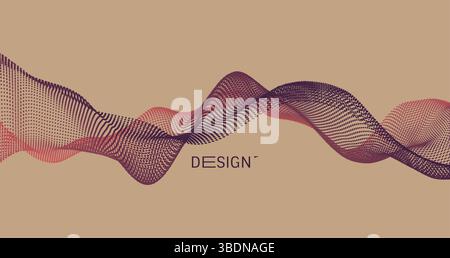 Wave with connected dots. Abstract digital background with particles. 3D grid surface in technology style. Big data. Vector illustration for poster, c Stock Vector