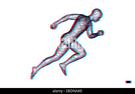 3d running man. Design for sport, business, science and technology. Vector illustration. Human body. Stock Vector