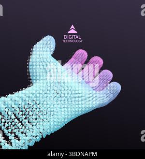 Hand open and ready to help. Human arm giving. Connection structure. 3D vector illustration for medicine, science or technology. Stock Vector