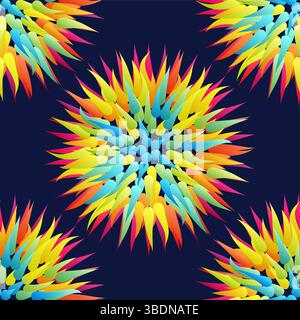 Seamless pattern with flowers. Floral stylish modern wallpaper. 3d vector illustration. Stock Vector