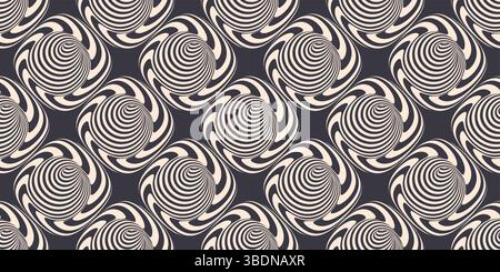 Black and white striped background. Seamless pattern with optical illusion. Simple graphic design. 3d vector illustration. Stock Vector