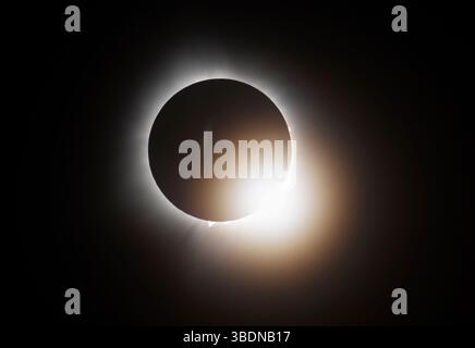INDIANAPOLIS, USA - 08 April 2024 - A total solar eclipse as seen from Indianapolis, USA on Monday, April 8, 2024. A total solar eclipse was visible a Stock Photo