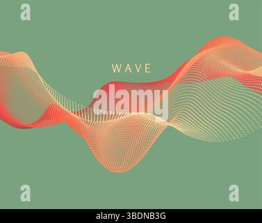 Wave with connected dots. Abstract digital background with particles. 3D grid surface in technology style. Big data. Vector illustration for poster, c Stock Vector
