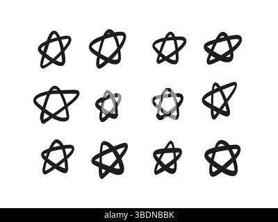 Abstract doodle star collection. Scribbled hand drawn elements for fun and whimsical designs. Ideal for prints, stationery, children’s projects, and d Stock Vector