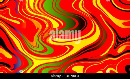 Vibrant Swirl Abstract Background - Red, Yellow, Green Fluid Art Stock Vector