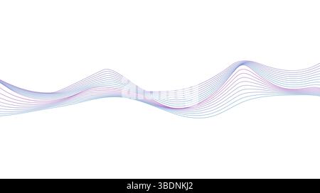 Abstract Wavy Lines Holographic Waveform Futuristic Contemporary Isolated Vector Design Element for 3d Backgrounds. Purple and Blue Colorful Rainbow Stock Vector