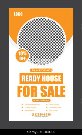 Real estate house sale instagram story design Stock Vector