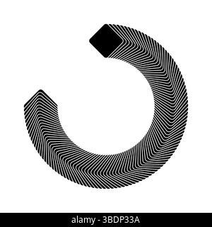 Curved Geometric Pattern Illustration. A semi-circular pattern composed of parallel, overlapping lines arranged in a rhythmic, curved design. Stock Vector