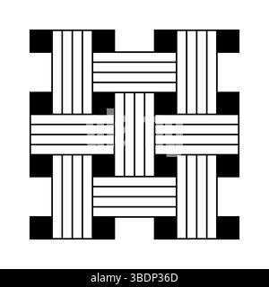 Symmetrical Geometric Design Vector Illustration. This is a black and white vector illustration of a symmetrical geometric pattern. Stock Vector