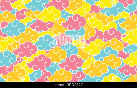 This is a colorful background with yellow, pink and blue clouds, suitable as a wallpaper. Stock Vector