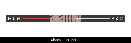 Minimized video player bar or audio player control panel Stock Vector