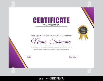 Elegant red gradient color certificate template, appreciation for ...