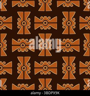 A seamless vector pattern inspired by Aztec tribal art, featuring geometric shapes and earthy tones. Perfect for textiles, wallpapers, and cultural de Stock Vector
