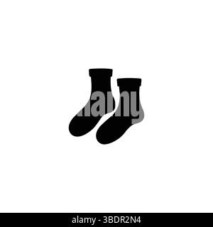 Black socks silhouette isolated on white background for clothing design and illustration. Stock Vector
