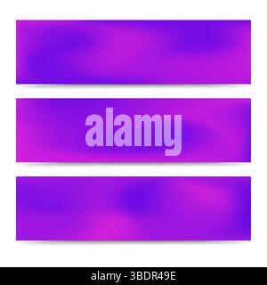 Smooth abstract blurred gradient purple banners set. Abstract Creative multicolored background. Vector illustration Stock Vector