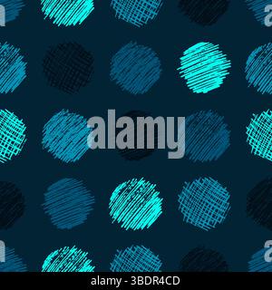 Seamless pattern with hand drawn black circle scribble smear. Abstract grunge texture. Vector illustration Stock Vector