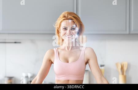 Modern facial recognition technology enhances identification in everyday life Stock Photo