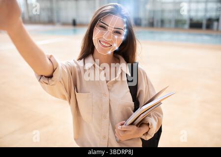 Facial recognition technology enhances identification in modern settings Stock Photo