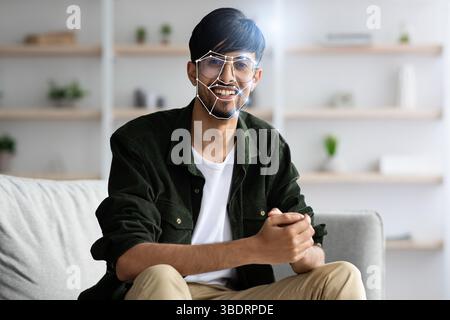 Modern face recognition technology in everyday life through identification Stock Photo