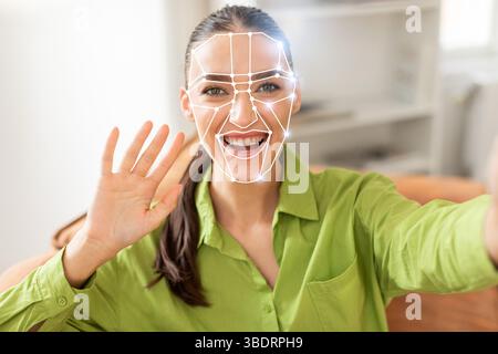 Facial recognition technology enhances identification in daily life Stock Photo