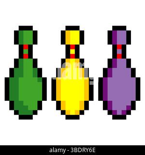 Bolwing pin in 8 bit pixel art style Stock Vector