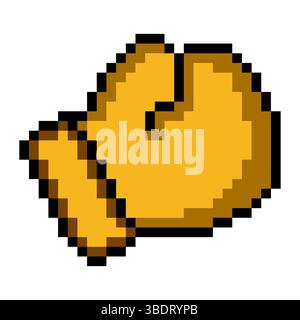 Boxing glove in pixel art Stock Vector