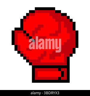 Red boxing gloves in pixel art style Stock Vector