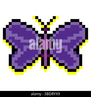 Butterfly in pixel art style Stock Vector