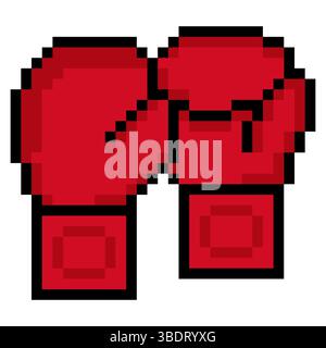 Red boxing gloves in pixel art style Stock Vector