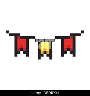 Bunting flag in pixel art style Stock Vector