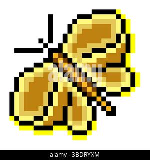 Butterfly insect in pixel art style Stock Vector