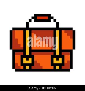 Leather briefcase in pixel art style Stock Vector