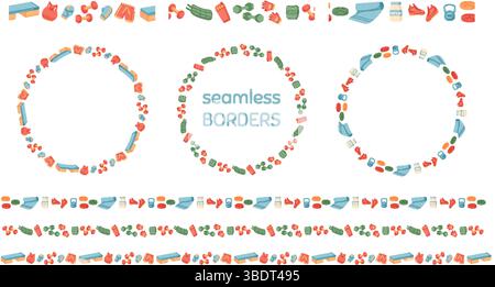 Colorful Seamless Sport Equipment Frame Pattern Stock Vector