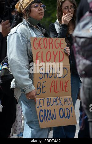Rally marking the fifth anniversary of the murder of George Floyd by Minneapolis police in Union Square, New York. Stock Photo