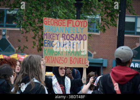 Rally marking the fifth anniversary of the murder of George Floyd by Minneapolis police in Union Square, New York. Stock Photo