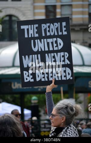 Rally marking the fifth anniversary of the murder of George Floyd by Minneapolis police in Union Square, New York. Stock Photo