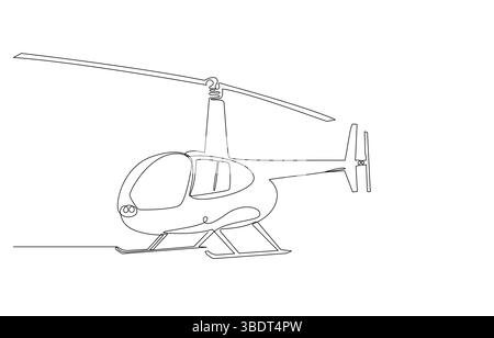 Helicopter in Flight A Continuous Line Drawing, Continuous Line Drawing of a Helicopter, Helicopter in a single line drawing style, Stock Vector