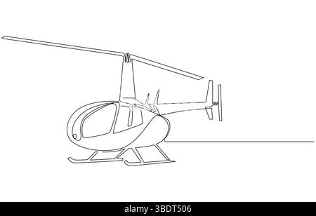 Helicopter in Flight A Continuous Line Drawing, Continuous Line Drawing of a Helicopter, Helicopter in a single line drawing style, Stock Vector