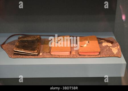 Holy Bible and case pierced by a bullet. it saved the life of Private Percy C.G. Edwards, 1st July 1916 - The Royal Fusiliers Museum - Tower of London Stock Photo