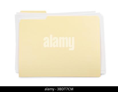 One paper file folder isolated on white, top view Stock Photo
