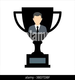 Trophy Award Silhouette Vector for Achievement, Victory Celebration, Champion Prize, Sports Winning Icons Stock Vector