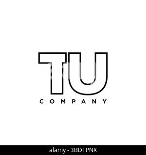 Trendy letter T and U, TU logo design template. Minimal monogram initial based logotype for company identity. Stock Vector
