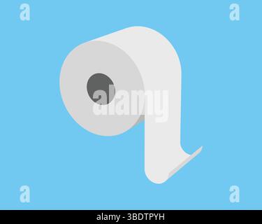 Clean, minimalist illustration of a roll of paper against a vibrant blue backdrop. Stock Vector