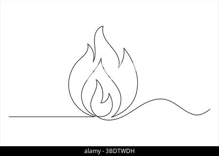 Continuous editable line drawing of fire. One line drawing background ...
