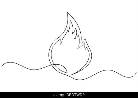 Fire icon continuous one line drawing minimalist style isolate simple outline vector illustration Stock Vector