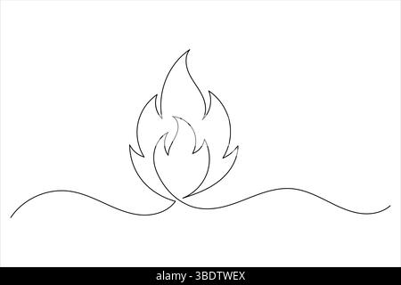 Fire icon continuous one line drawing minimalist style isolate simple outline vector illustration Stock Vector