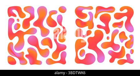 Colorful bento ui kit frame templates - rounded rectangle, square and irregular blob shapes in vibrant gradient style. Funky graphic elements for mobile app and website wireframe layouts or prototype. Stock Vector